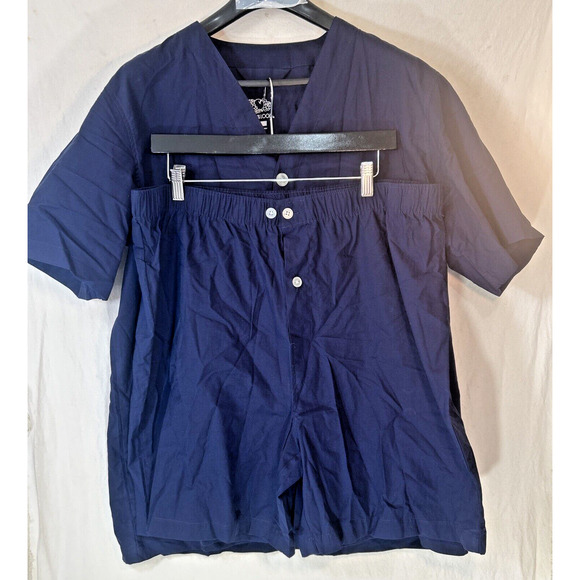 Fruit of the Loom mens Broadcloth XL Short Sleeve Top and Long Pants Pajama Set - Picture 1 of 6
